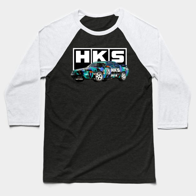 HKS power Skyline R32 GT-R Japan Mt. Fuji GTR JGTC ZERO-R Baseball T-Shirt by cowtown_cowboy